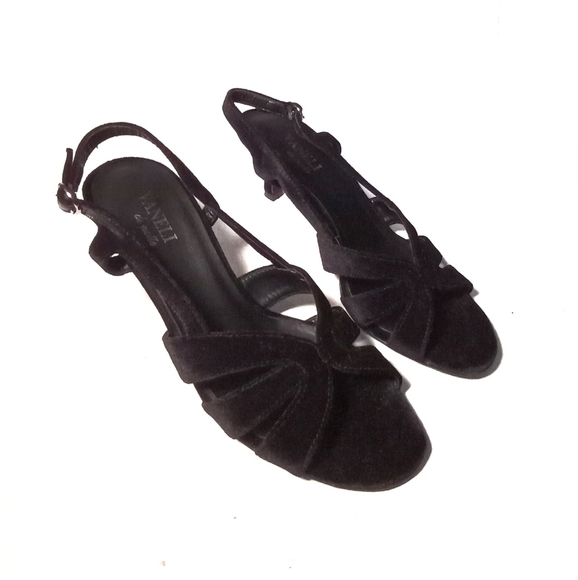 Vaneli Black Velour Heels - Picture 1 of 6